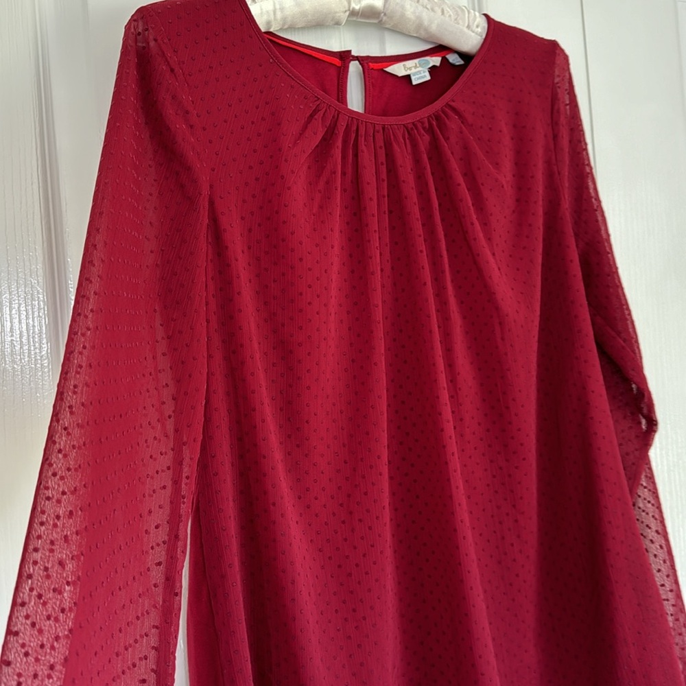 Boden Eve Flocked Long Sleeved Top Size 6 - Picture 3 of 12